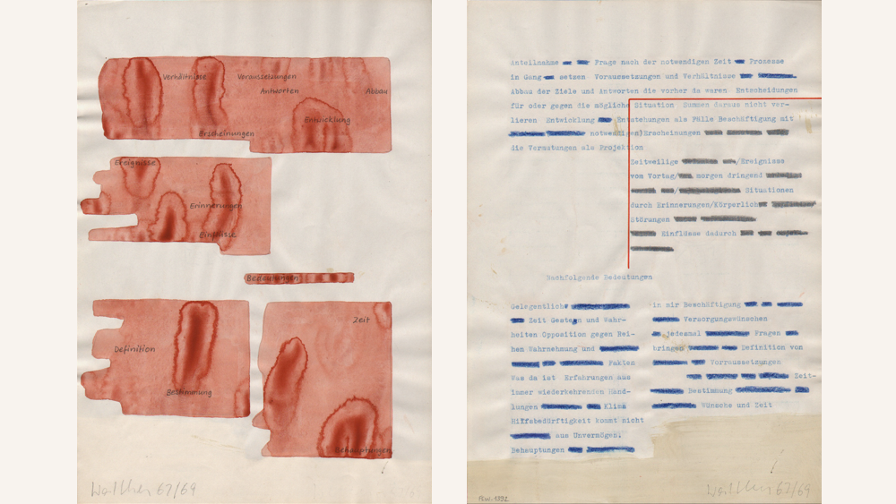 Franz Erhard Walther, Werkzeichnung , 1967-1969, watercolour, graphite, pencil, collage on paper, 21,5 x 29,5 cm Werkzeichnung by the German artist Franz Erhard Walther dating from 1967-1969